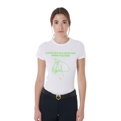 T-Shirt donna EQUESTRO stampa verde fluo